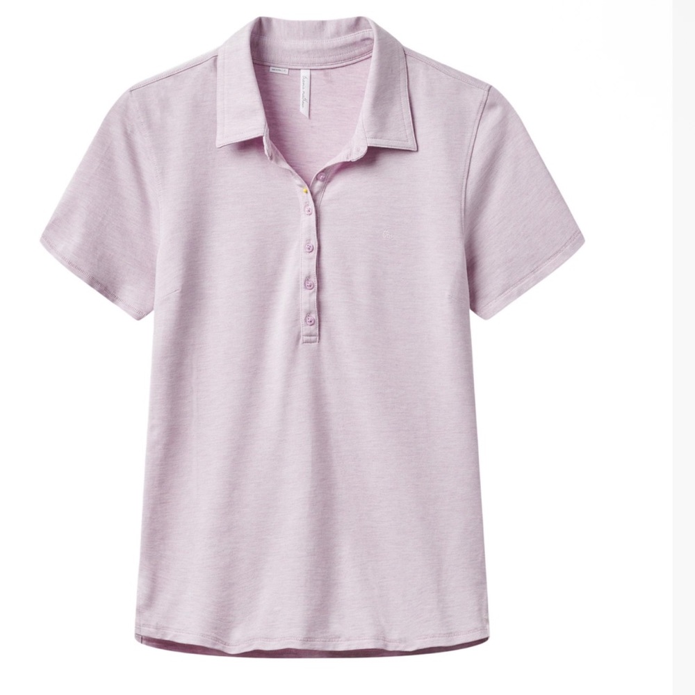 WOMENS FEATHERWEIGHT POLO M LIGHT PURPLE SHORT SLEEVE SHIRT